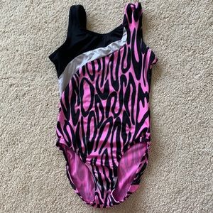 Pink and black zebra print gymnastics leo - AM